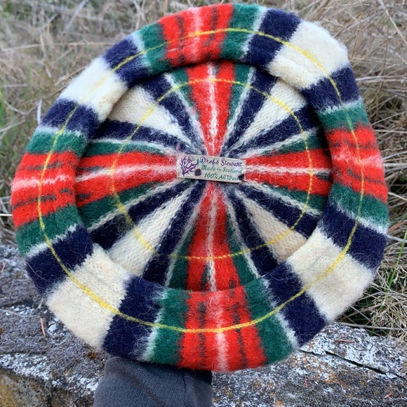 Antique 1960’s Dress Stewart Scotland Tartan Multicolor Wool Cap luxurious Hat - Picture 6 of 10